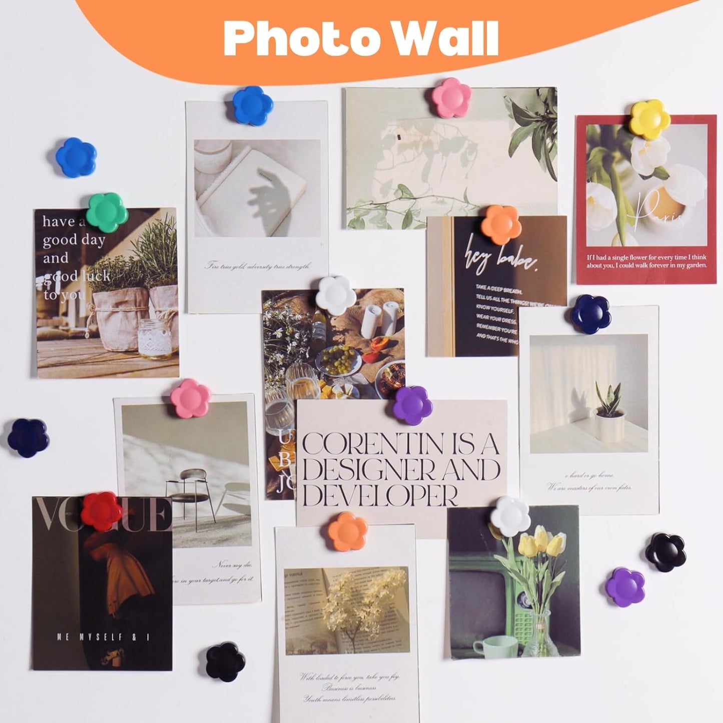 Fridge Magnets - 30 Pack Heavy Duty Refrigerator Magnets - Small Strong Magnets for Whiteboard, Lockers, Crafts, Kitchen, Office & Classroom - Decorative Cute Mini Sunflower Magnet (10 Colors)