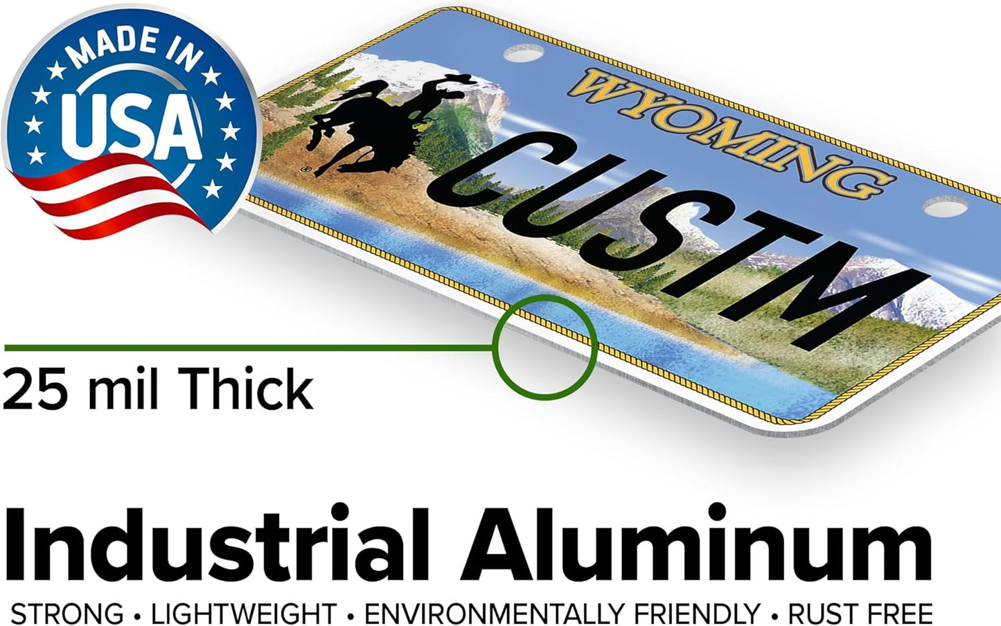 Mini License Plates, Personalized License Plates, Custom for Car, Bikes, ATV, Kids Car, Golf Cart, Jeep, 2x4 Inch, Rust-Free Fade Resistant Aluminum, USA Made by My Sign Center (Wyoming)