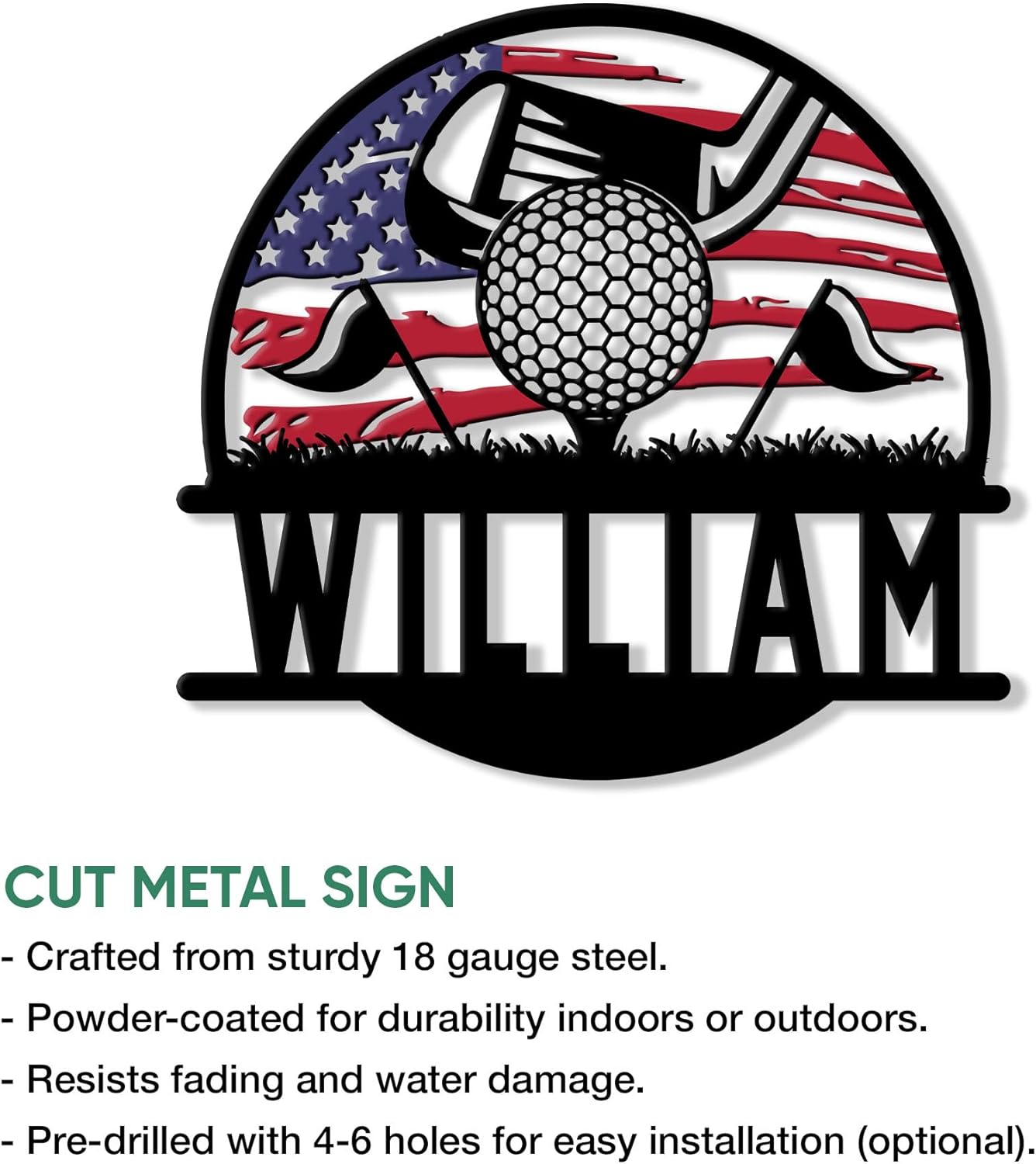 Custom Golf Metal Sign – Personalized Name Wall Decor for Yard, Porch, Garage, or Room – Gift for Dad, Mom, Son, Daughter, or Coach on Birthday or Team Celebration