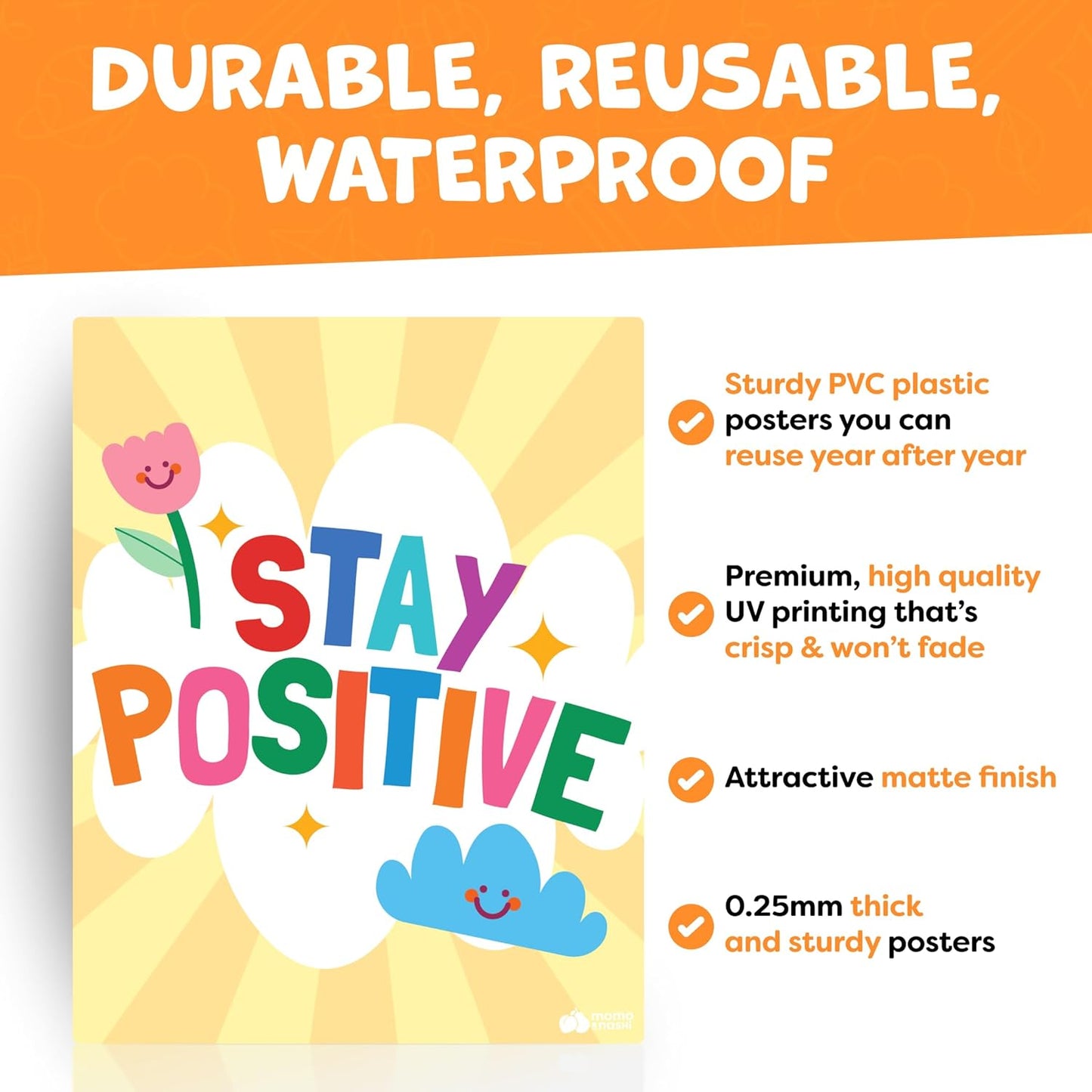 Motivational Posters for Classroom - 14pc Positive Inspirational Posters for Classroom Elementary Middle School High School - Positive Affirmation Wall Decor, Motivational Bulletin Board Decorations