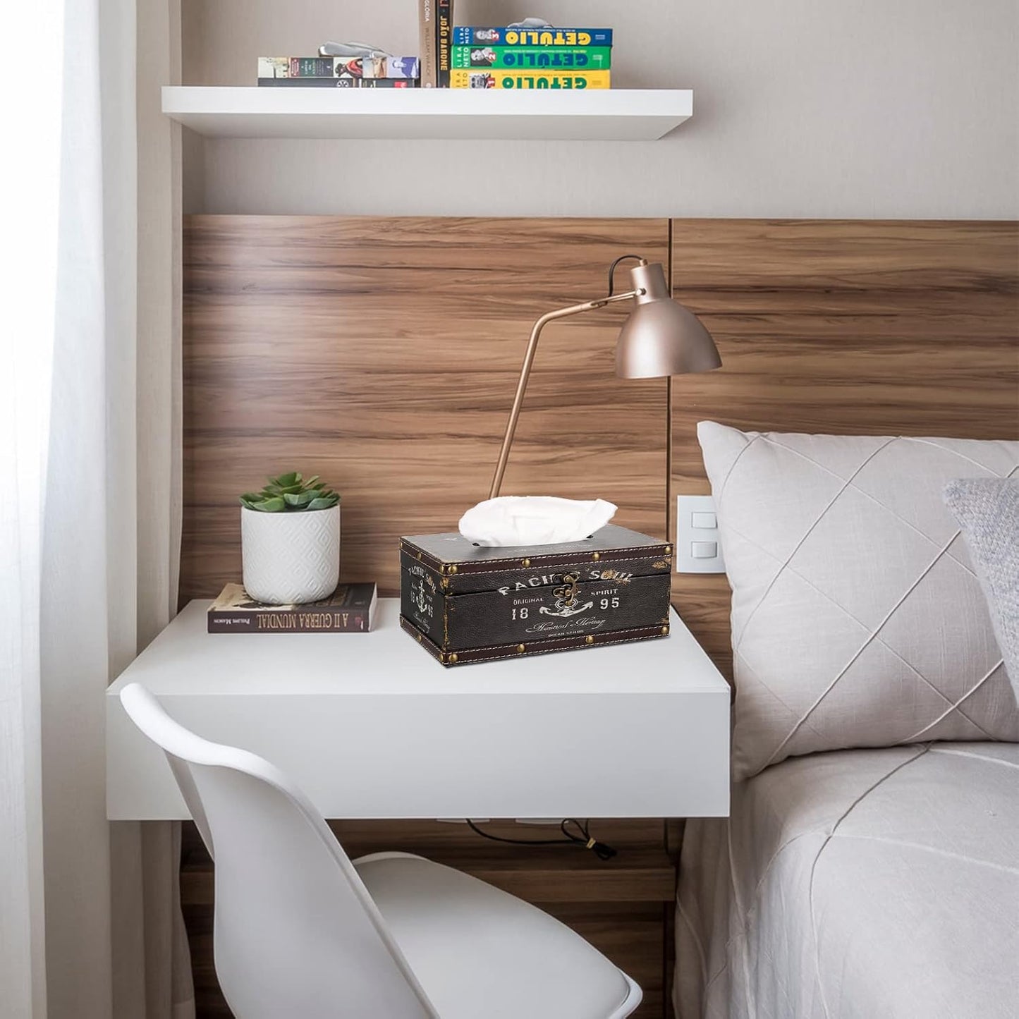 Sumnacon Tissue Box Cover Rectangle Tissue Box with Lid,Wooden Tissue Box Holder Retro Tissue Holder Decorative Tissue Cover for Bathroom Toilet Living Room Kitchen Table Desk OfficeDecor,Brown