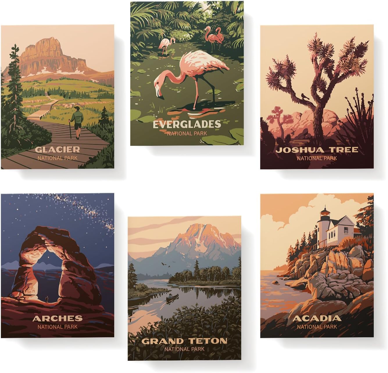 Twigs Paper - Assorted Vintage National Parks Greeting Cards - Stationery Cards with Envelopes - Thank You and Blank Note Cards - Greeting Cards for All Occasions - Made in USA (5.5 x 4.25,Set of 12)