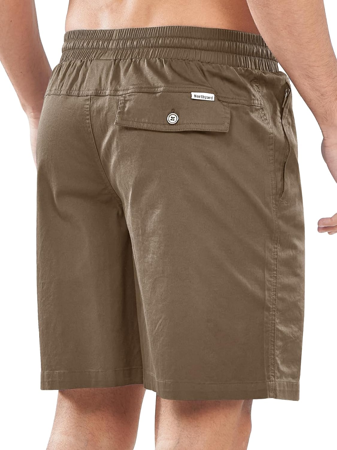 NORTHYARD Mens Casual Shorts-Cotton 9" Golf Hiking Drawstring Elastic Waist Work Shorts with Zipper Pockets