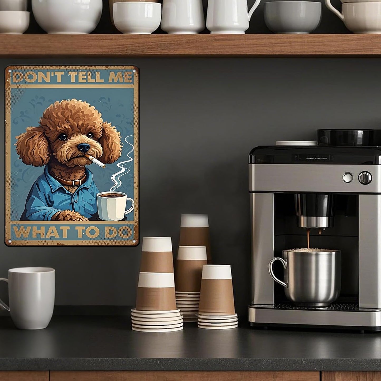 Poodle Dog Vintage Tin Metal Sign Don'T Tell Me What To Do Poster Wall Art Decoration For Home Coffee Shop Garden Kitchen Poster 12x16 Inch