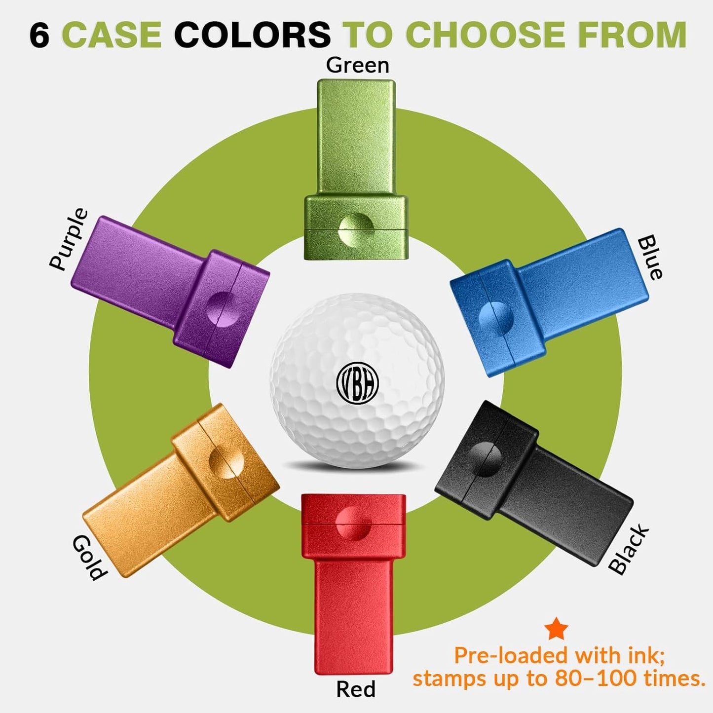 Custom Golf Ball Stamp - Personalized Large Self-Inking Marker for Golf Balls | Quick-Dry Waterproof Logo Stamp | Reusable Custom Golf Gift for Golfers