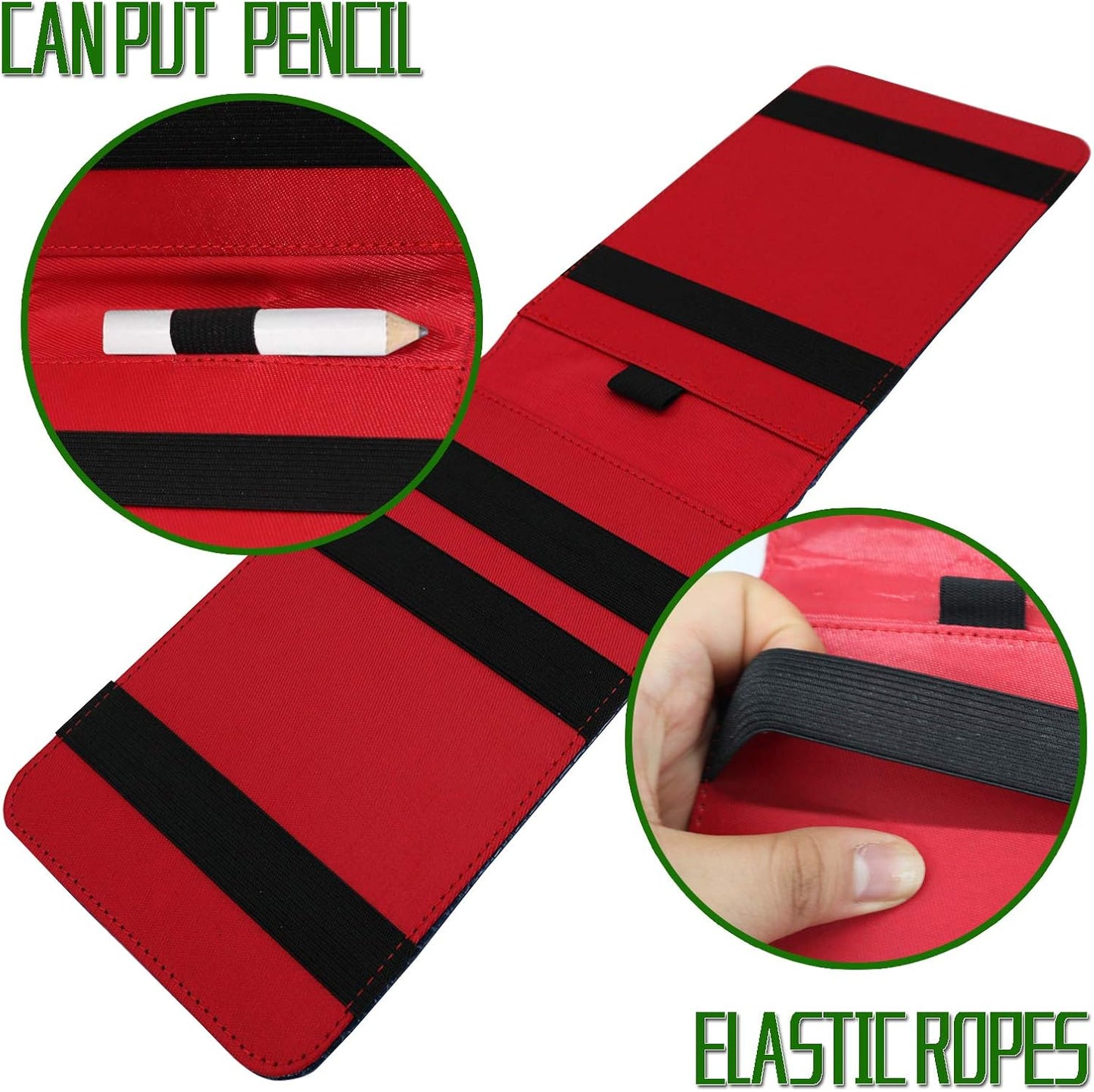 FINGER TEN Golf Scorecard Holder Leather Yardage Books Cover Lucky Clover with 2 Free Pencil Value Pack Deluxe Pocket Score Card Covers Gift for Men Women Golfer