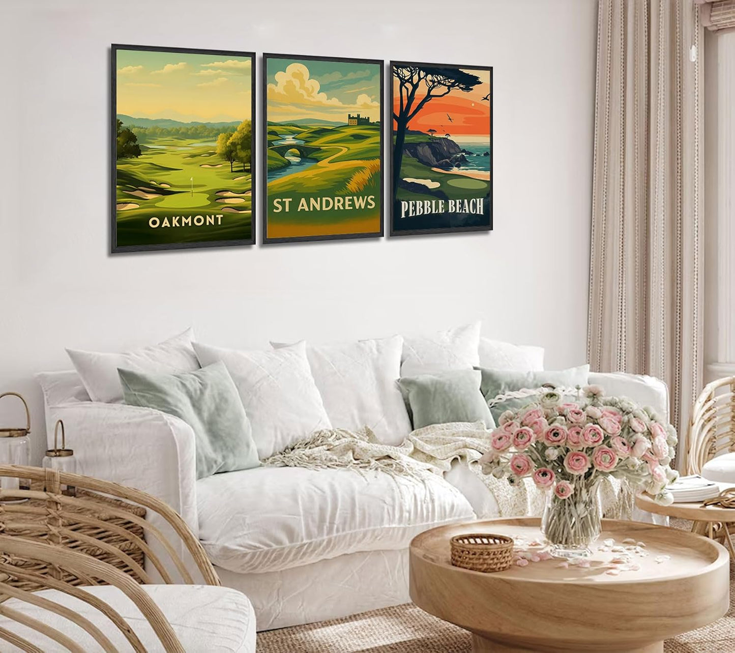 3 Pcs Golf Course Poster Wall Art Country Club Sports Painting Picture Wall Decor Picturesque Golf Course Poster Print Artwork Of Modern Home Office Bedroom Gallery Living Room Home Home Decoration