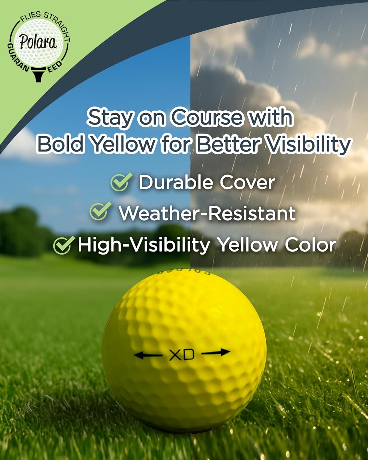 Polara Golf Self-Correcting Golf Balls – Soft Feel, Anti-Slice & Hook Correction, Exceeds USGA Limits, Dimple Pattern, High-Performance Balls for Men & Women