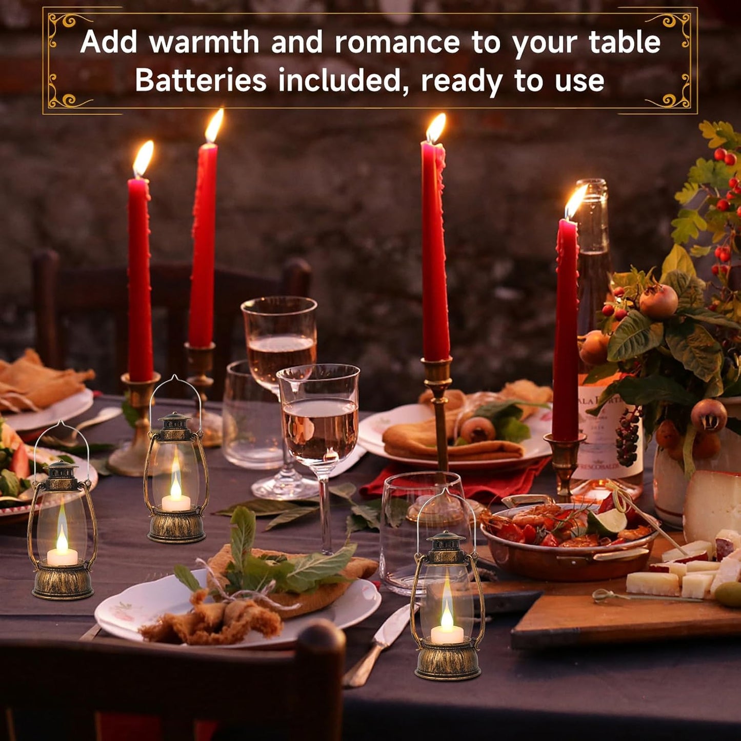 12Pcs Mini Lantern Decorative with Flickering LED Candle, 6Inch Small Western Lantern for Table Centerpiece, Vintage Hanging Candle Holders for Western Halloween Camping Party Decor (Brown)