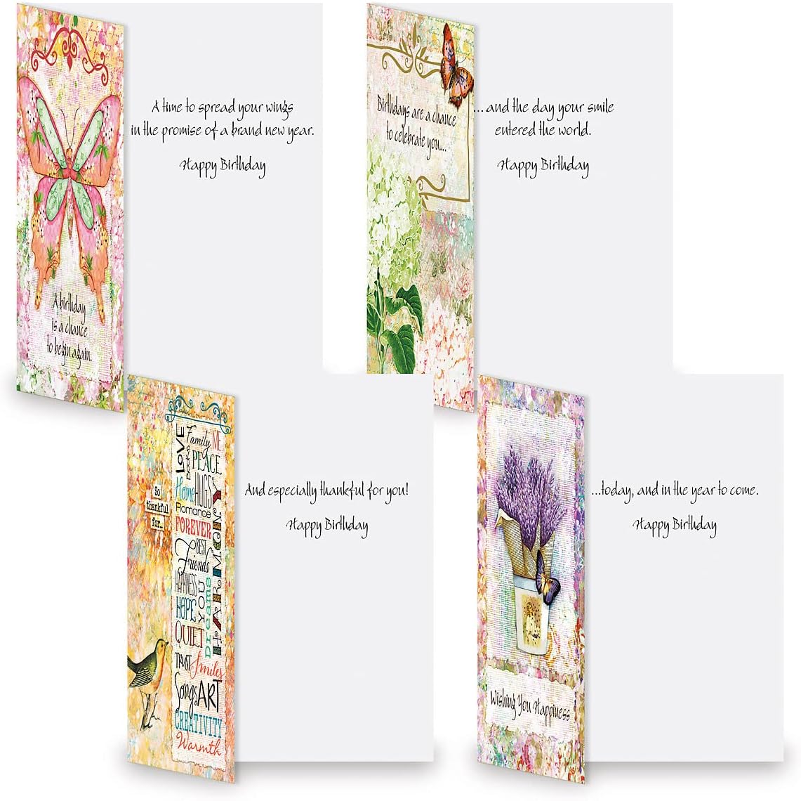 Current Joy Hall Dream On Happy Birthday Greeting Card Set - Value Pack of 20 Cards With White Envelopes, 10 Designs, Large 5" x 7" Assortment