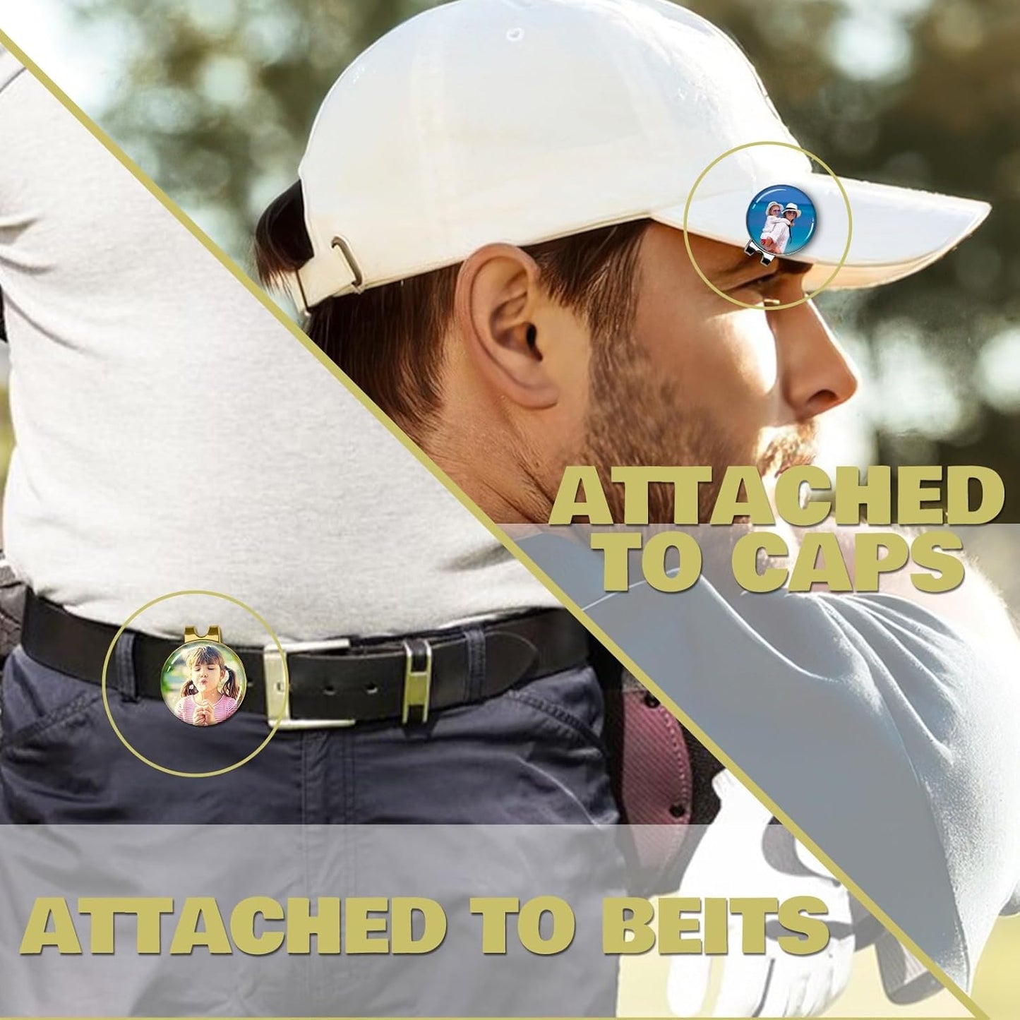 Custom Golf Ball Marker Hat Clip Personalized Magnetic Golf Ball Markers Customized with Photo Logo Text Name Gifts for Men Women Golfers