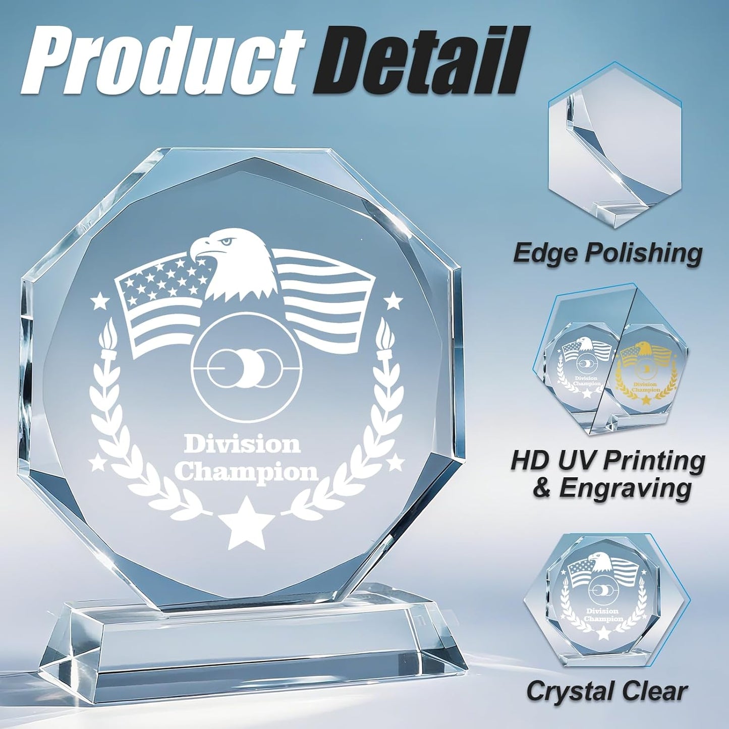 Personalized Crystal Trophy - Customizable Trophy Award with Name/Logo/Text for Retirement Plaque Employee Recognition Trophies