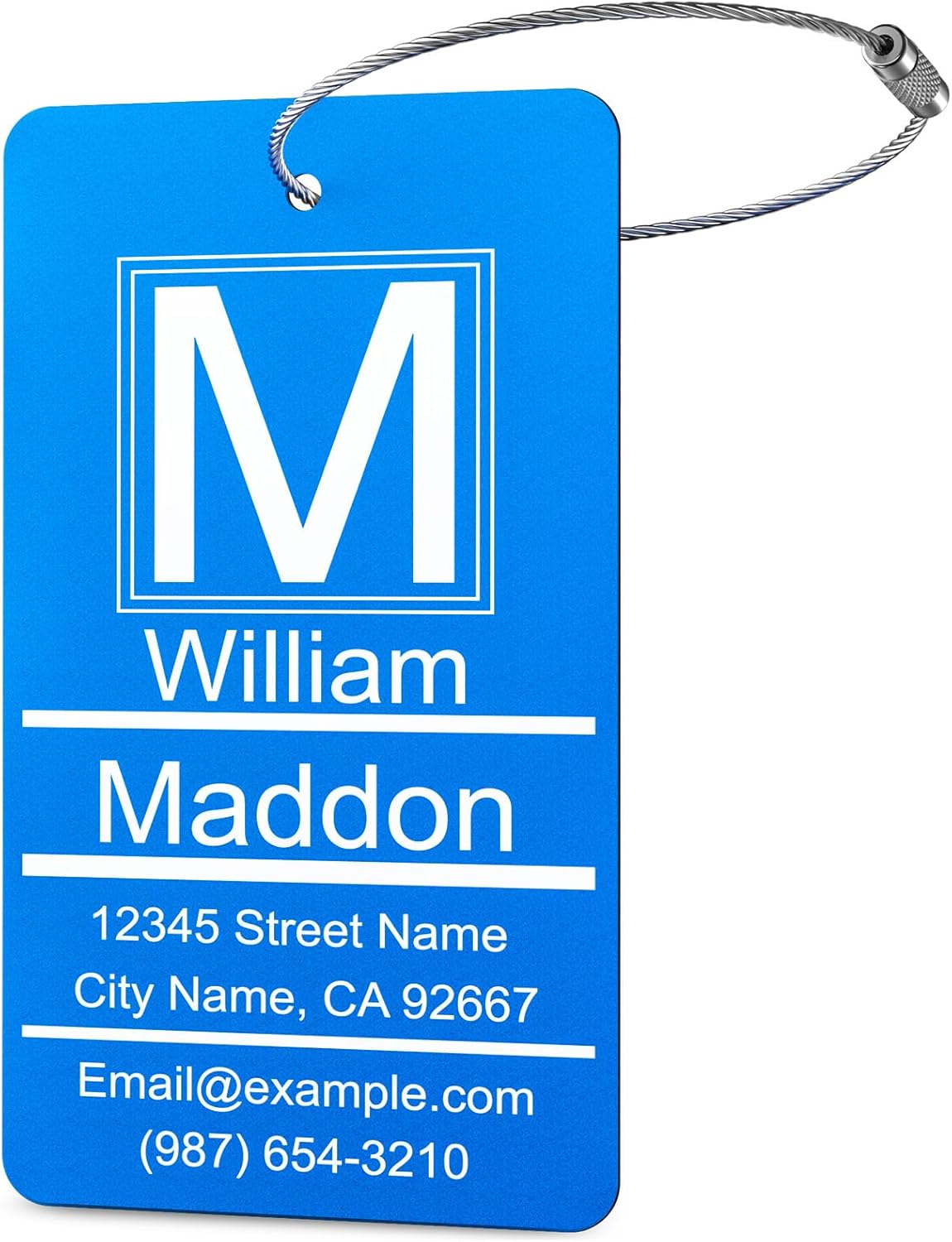 Luggage Tags for Suitcase - Personalized Engraved Metal Tag for Cruise Travel - Blue Custom Name Tags Suitable for Bags and Backpacks