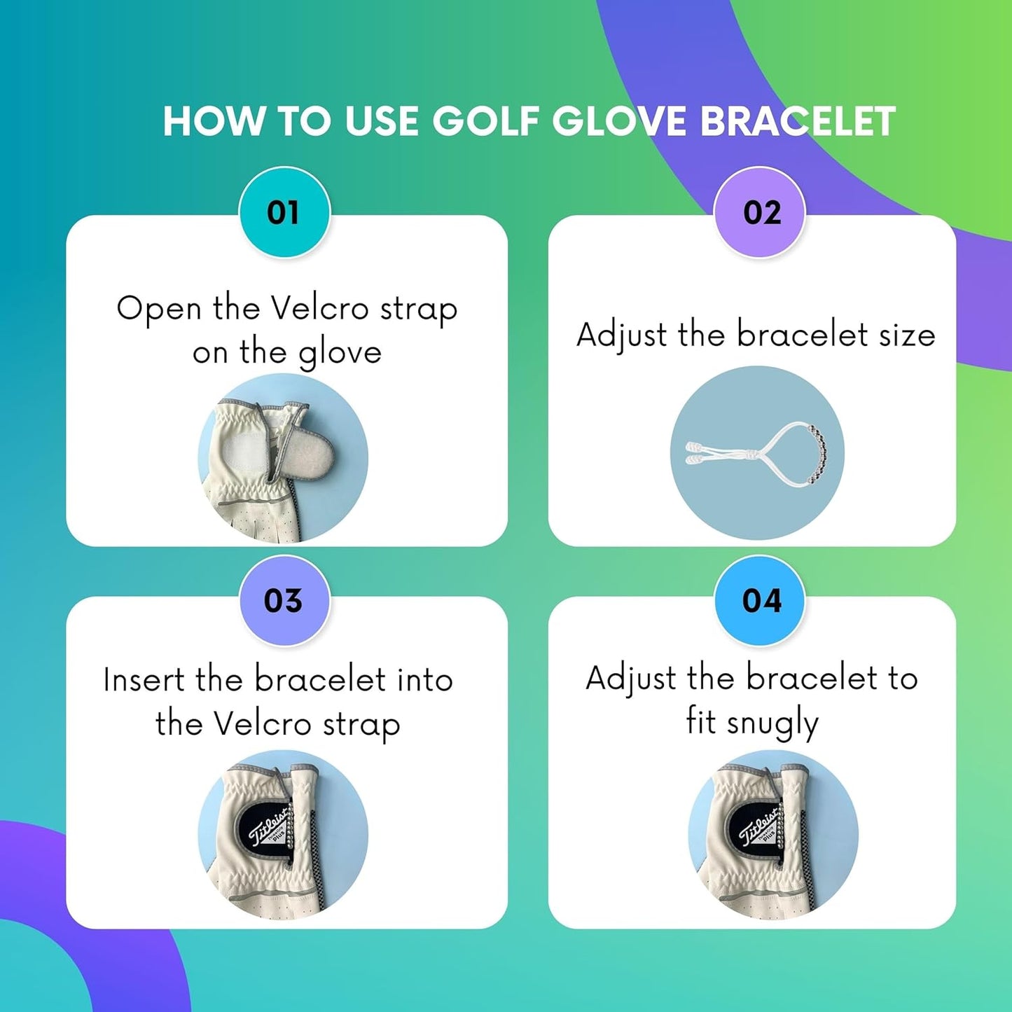 LAMIBEE Pack of 2 Golf Glove Bead Stroke Counter, 10 Stainless Steel Beads Score Counter for Gloves, Stroke Count Resizable Easy to Adjust Golf Round Scoring Tracker Accessory