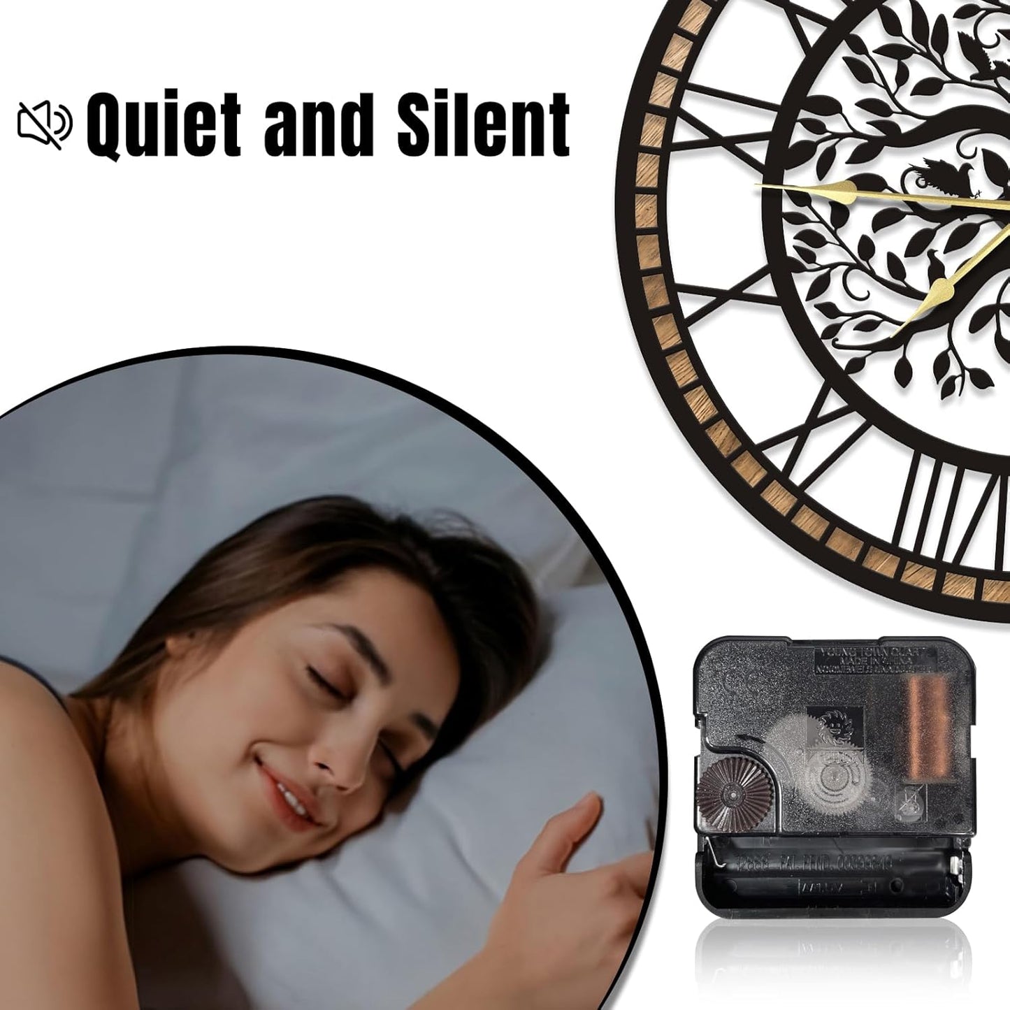 Wall Clocks for Living Room Decor - Tree of Life Big Wall Clock, Quiet and No Ticking Suitable for Wall Decor, Living Room Decoration, Kitchen Decoration (24 in)