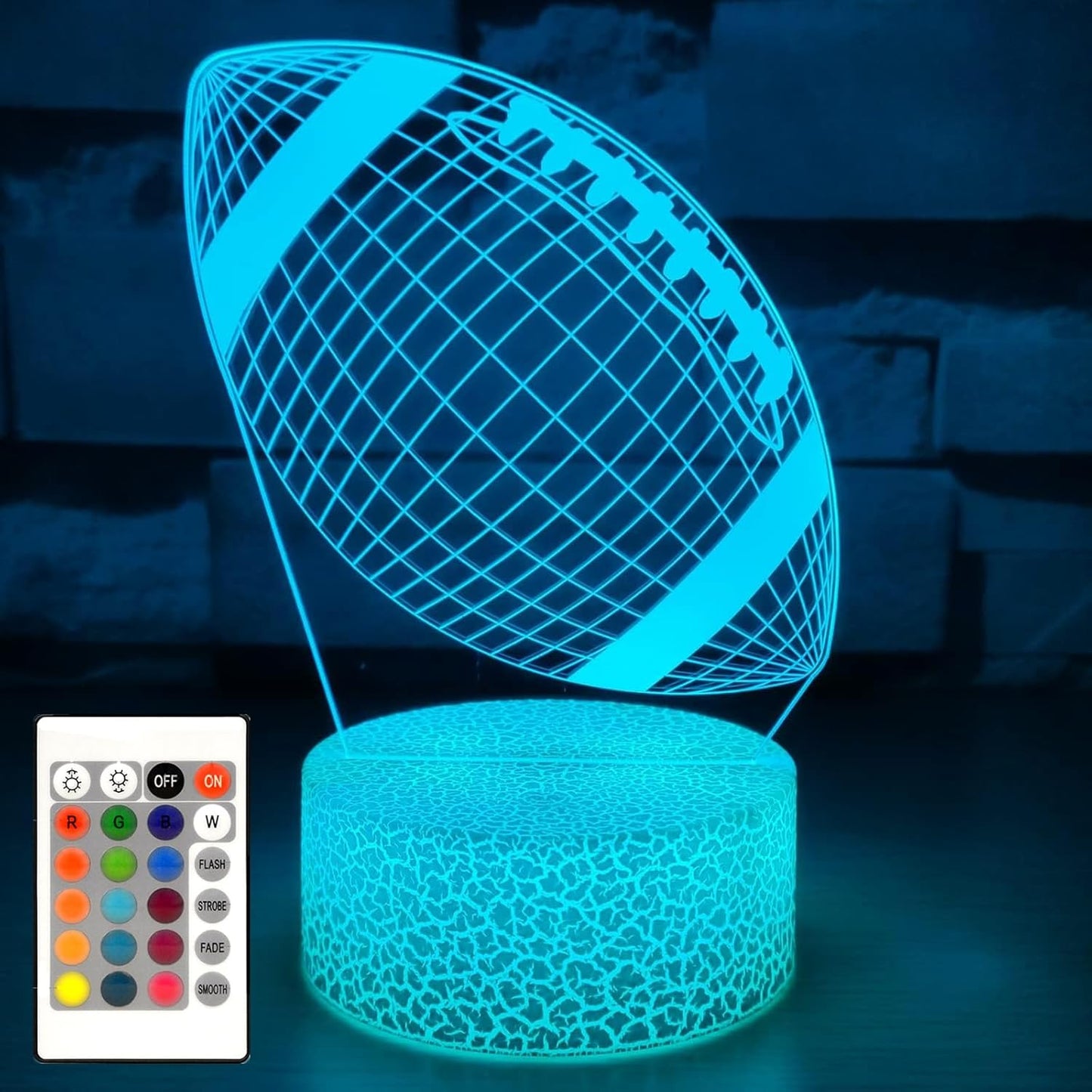 i-CHONY Football Gift Night Light for Kids Boys Girls Teens,Dimmable Led 3D Illusion Lamp,Birthday Holiday Christmas Gift,Football Sport Fan Children's Room Decorations