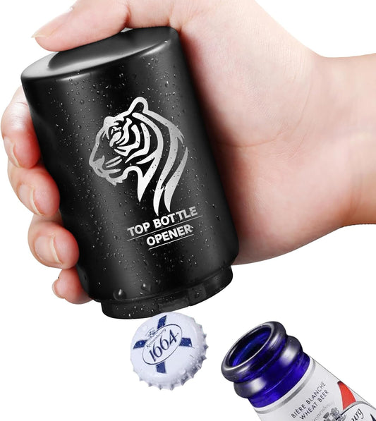 Push Down Bottle Opener,Automatic Beer Openers,Premium Bottle Opener Stainless Steel Bottle Cap Mover Magnetic Corkscrew, Beer Bar Accessories Gifts for Him BF,Can Openersfor Home Picnic Camping