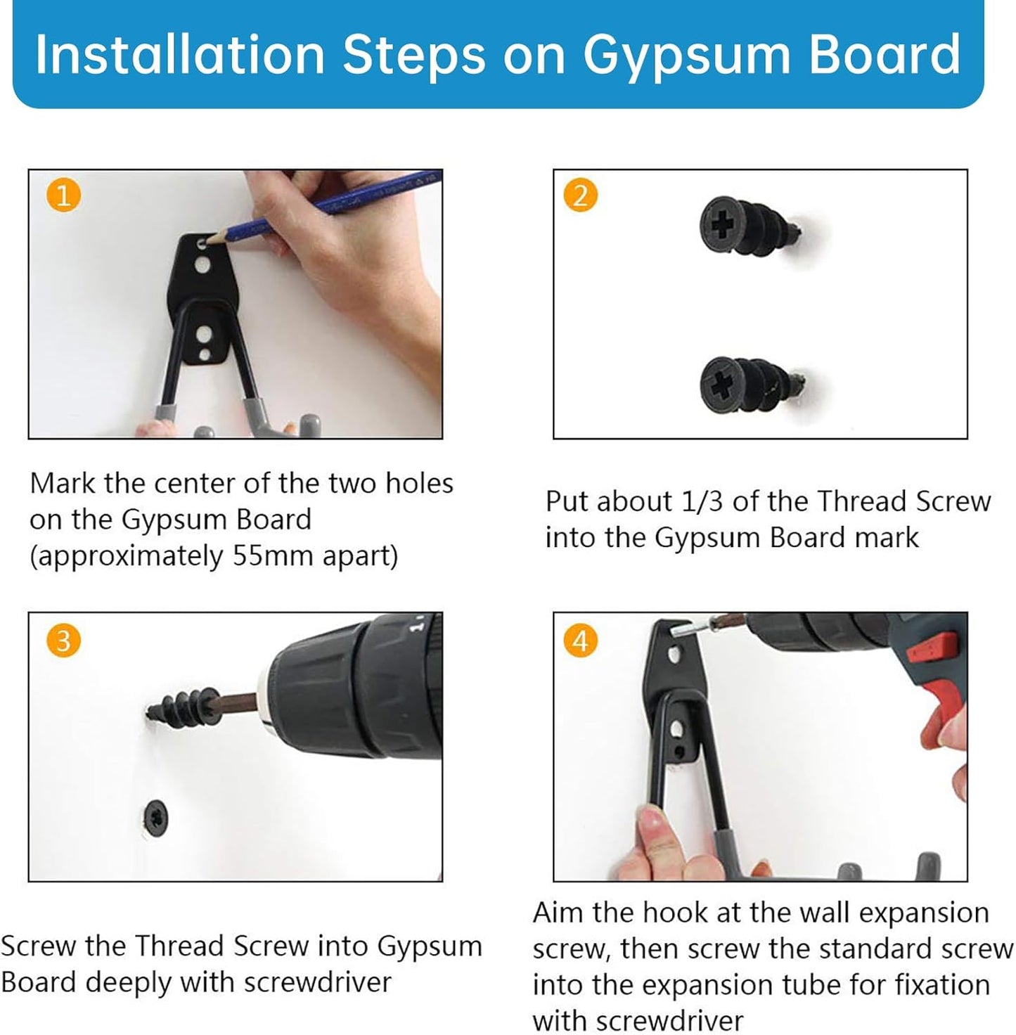 Garage Storage Utility Hooks，Garage Garden Tool Organizer，Steel Wall Mount Hooks, Garden Small U Hooks (4 Pack-Black)