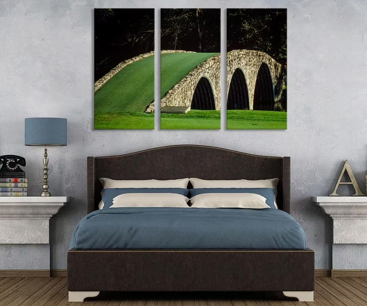 Augusta National Golf Course Wall Art for Living Room Bedroom Bathroom Home Decorations Golf Art Augusta Golf Course 12th Hole Pictures Posters Canvas Prints Framed Ready to Hang(20''W x 40''H x3)