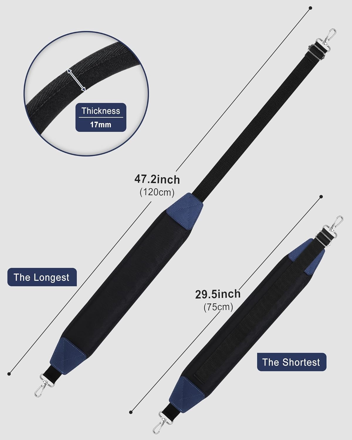 BIG TEETH Golf Bag Strap Single Padded Shoulder Strap Adjustable Thick Pad Straps Universal Replacement Quick Release