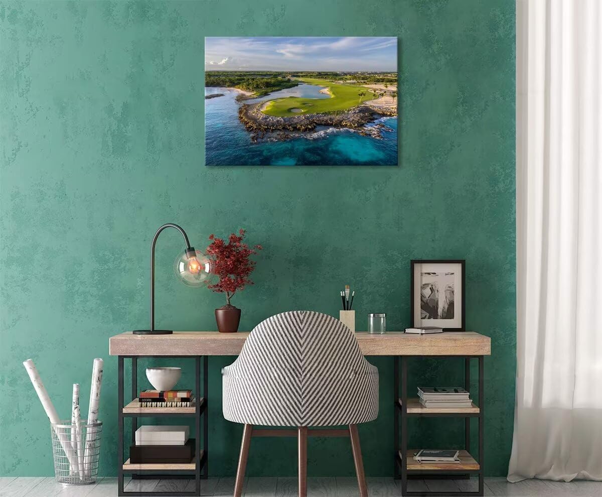Punta Espada Golf Club Wall Art for Living Room Bedroom Bathroom Home Decorations Punta Espada Golf Course Picture Poster Framed Artwork Ready to Hang(28''H x 44''W)
