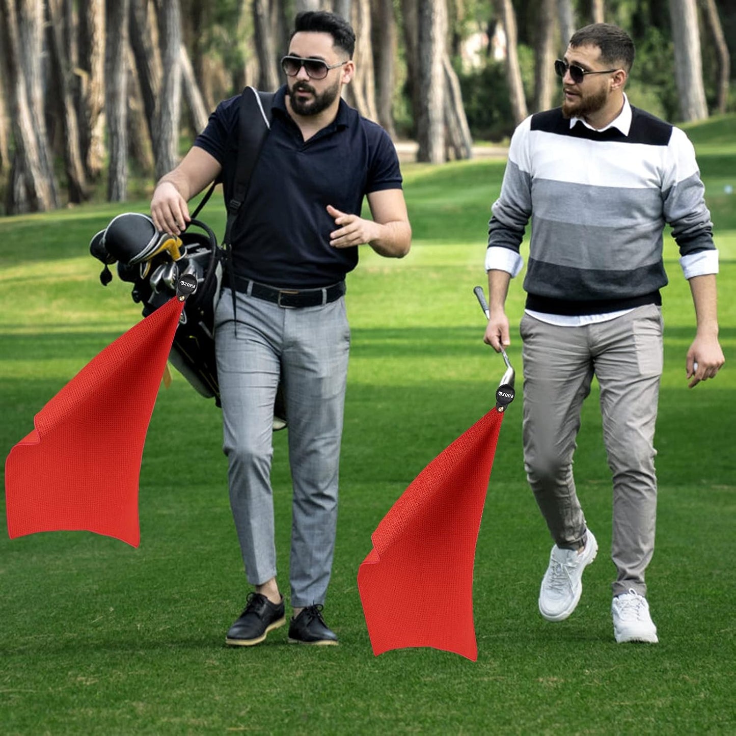 ZOEA Magnetic Towel, Magnetic Clip for Golf Towel, Microfiber Fabric Waffle Pattern Towels Industrial Strength Magnet for Strong Hold to Golf Carts or Clubs (1, Red)