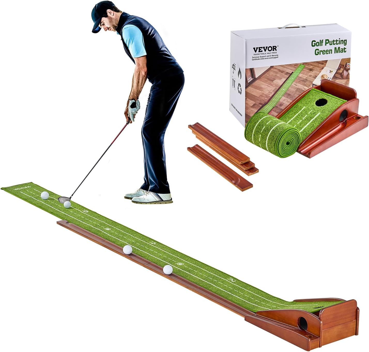 VEVOR Golf Putting Mat, Putting Green Indoor, Putting Matt for Indoors, Sports Spin n Putt Golf Game, Perfect Practice Putting Mat, Golf Putting Mats Practice Auto-Ball Return
