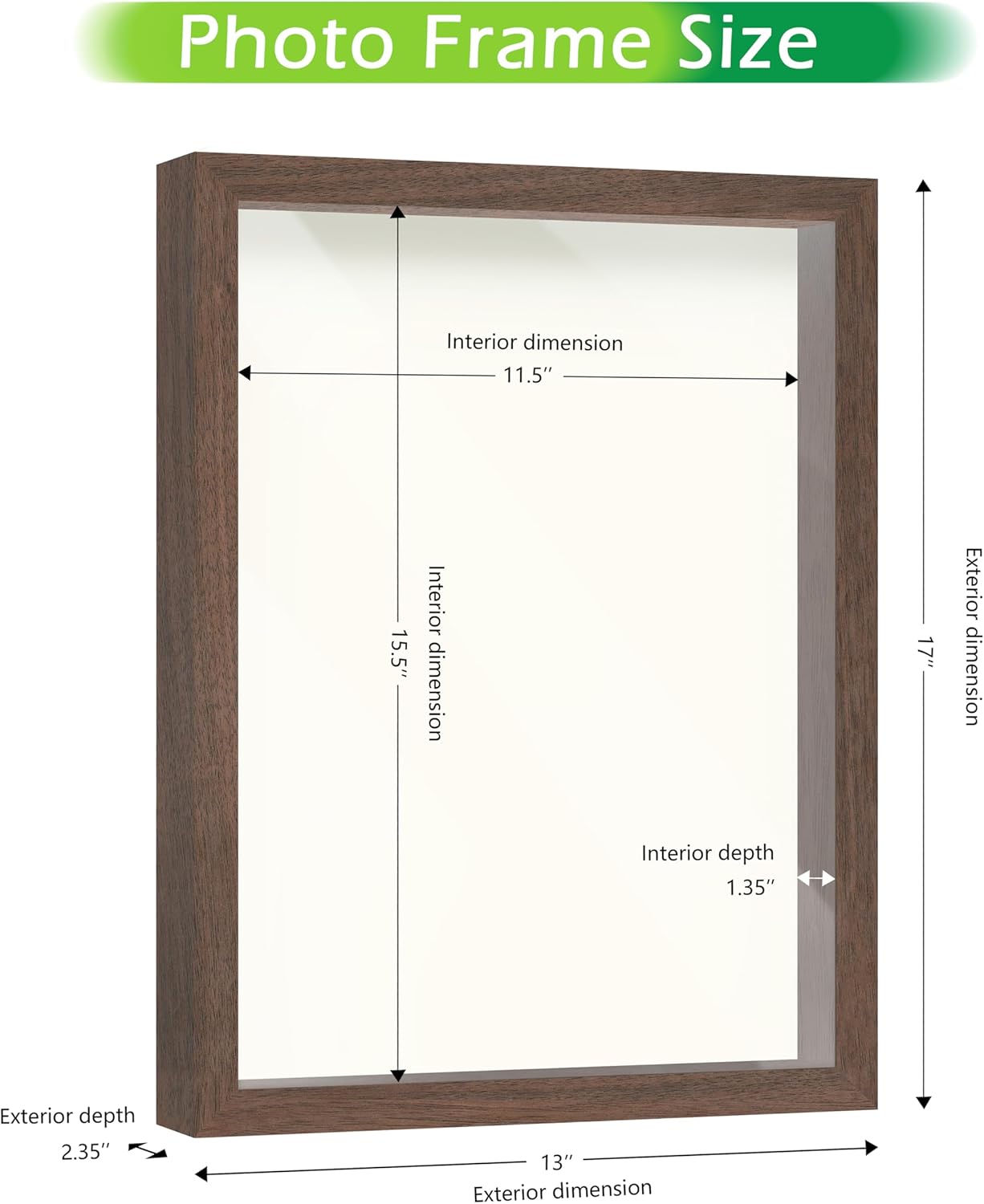 FrameWorks 12” x 16” Dark Oak Wooden Shadow Box Frame – Display Case with Soft Felt Back, Memory Box with Tempered Glass, Display Box with Elegant White Ball Push Pins, Wooden Flower Box