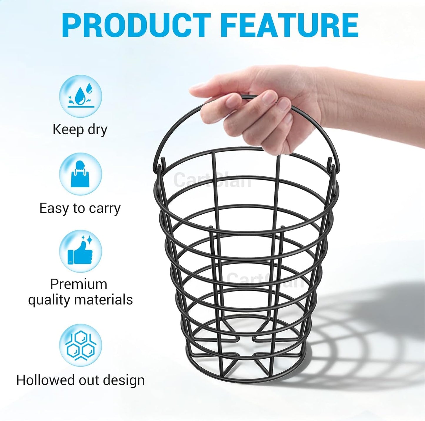 2 Pack Stainless Steel Golf Ball Basket, Golf Ball Container Bucket with Handle, Holds About 45 Balls(Exclude Golf Balls)