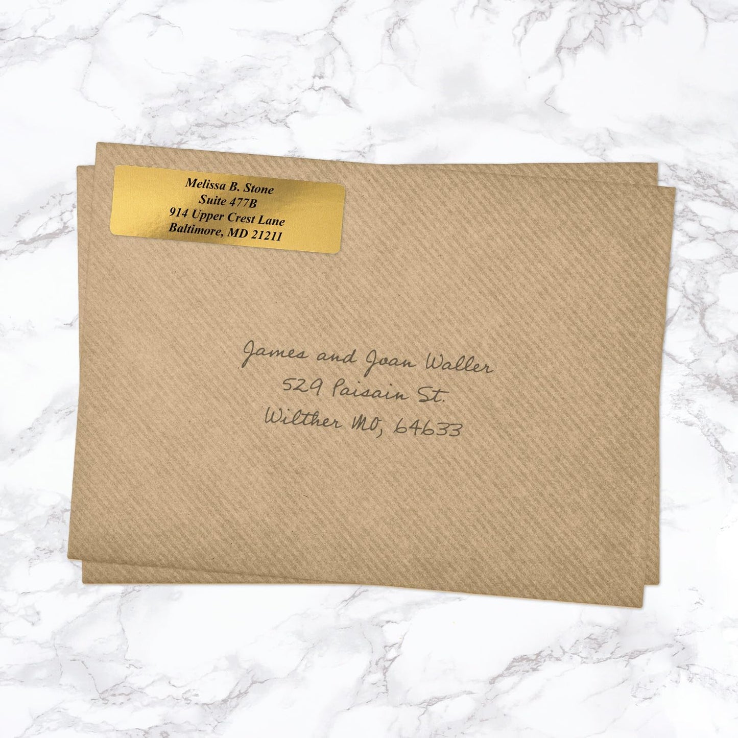 Gold Foil Personalized Return Address Labels Without Dispenser - Roll of 250 Custom Stickers