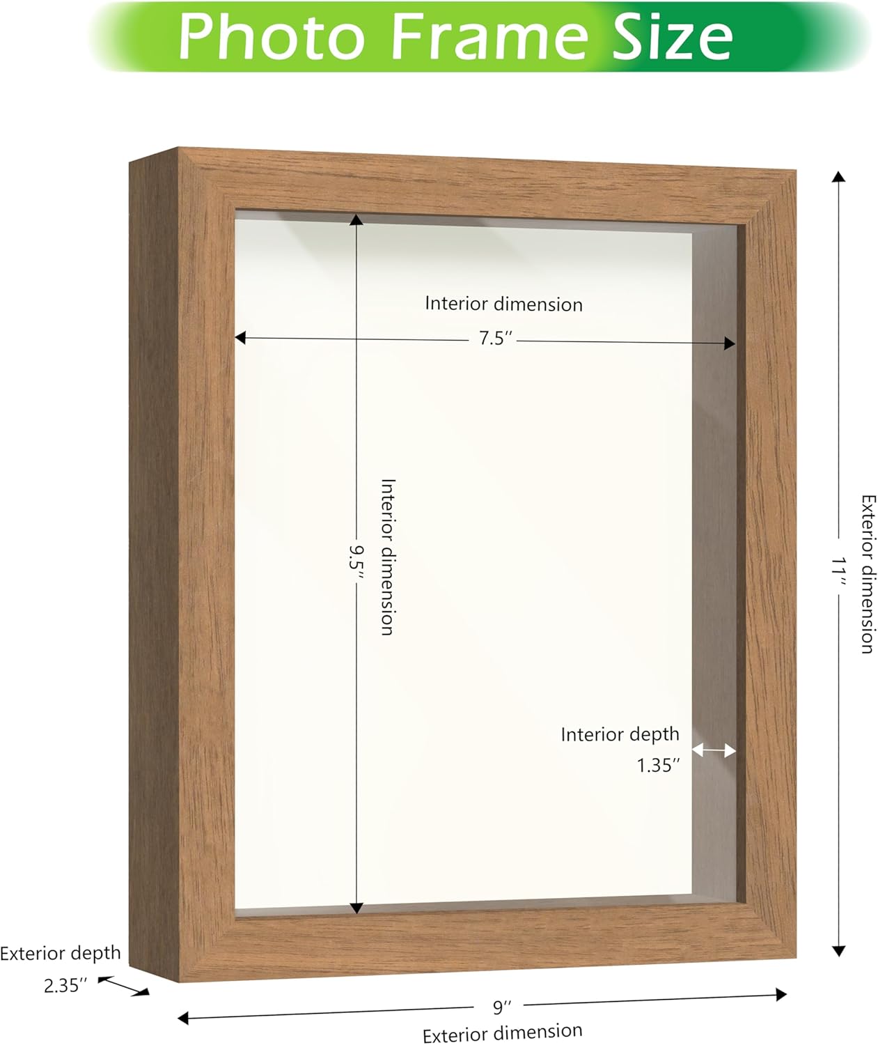 FrameWorks 8” x 10” Golden Oak Wooden Shadow Box Frame – Display Case with Soft Felt Back, Memory Box with Tempered Glass, Display Box with Elegant White Ball Push Pins, Wooden Flower Box