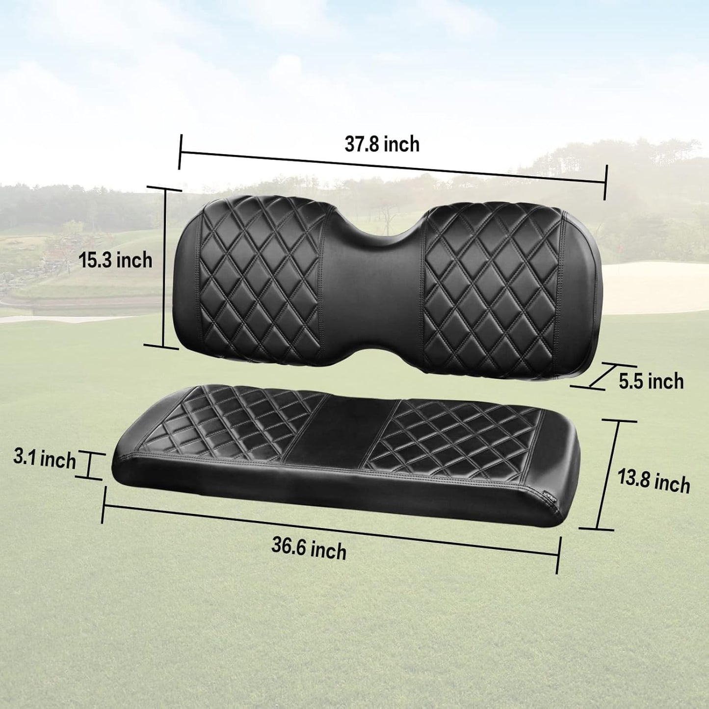 NOKINS Golf Cart Seat Cover Compatible With i40 i40L and Advanced EV, EV1 4, EV1 4L Model Aftermarket Rear Seat Kit, Vinyl Replace Rear Seat Cover Black Stitching