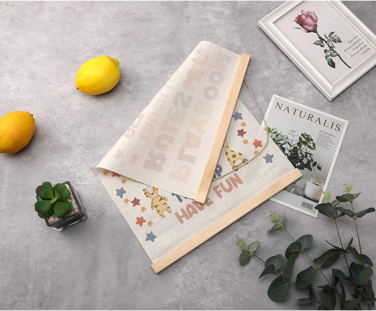 Playroom Decor Boho Poster Hanger, Nursery Decor Play Room Wall Decoration, Playroom Essentials, Educational Posters Wall Hanging Banner Farmhouse Living Toddler Room Decoration