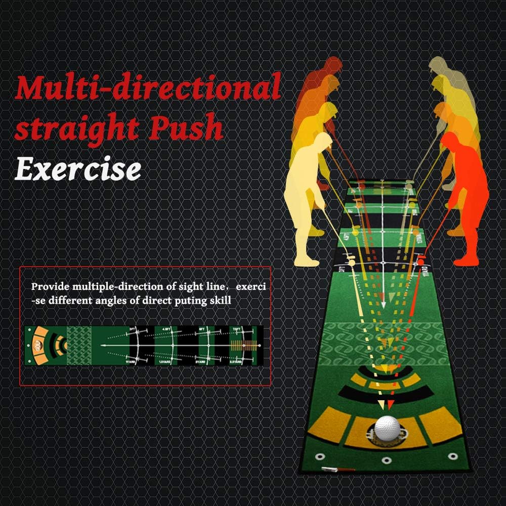 Golf Putting Green Mat 10 ft X 20 in Training Aid Mat, Multi Distance Mark Practice Putting mats,Anti-Slip Backing Golf Putting mat for Indoor/Outdoor Hitting Mat for Golf Enthusiast