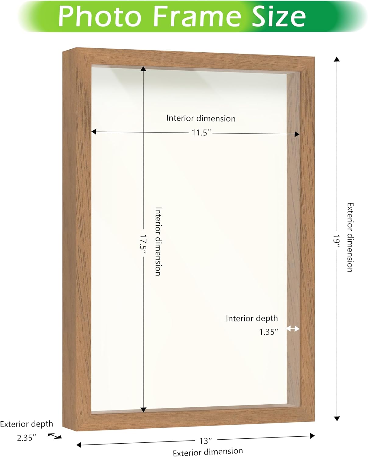 FrameWorks 12" x 18" Golden Oak Wooden Shadow Box Frame – Soft Felt Back, Tempered Glass, and Included Elegant White Ball Push Pins