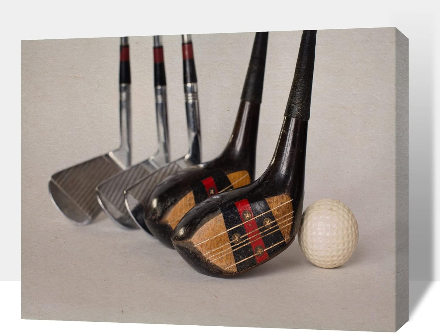 Golf Canvas Wall Art - Modern Clubs Picture for Living Room, Men's Sports Balls Poster Prints for Home, Office, Bathroom Decor - Framed Artwork Ready to Hang 24x36 Inches