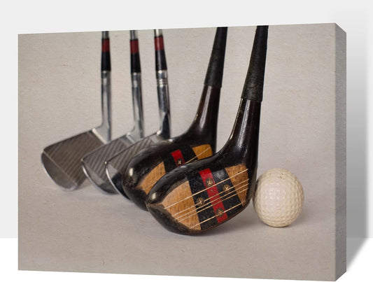 Golf Canvas Wall Art - Modern Clubs Picture for Living Room, Men's Sports Balls Poster Prints for Home, Office, Bathroom Decor - Framed Artwork Ready to Hang 24x36 Inches