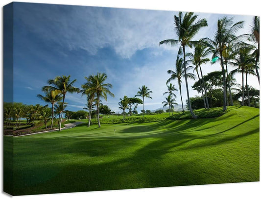 Hawaiian Golf Course Wall Art for Living Room Bedroom Bathroom Home Decorations Hawaii Maui island Picture Poster Framed Artwork Canvas Prints Ready to Hang(18''H x 24''W)