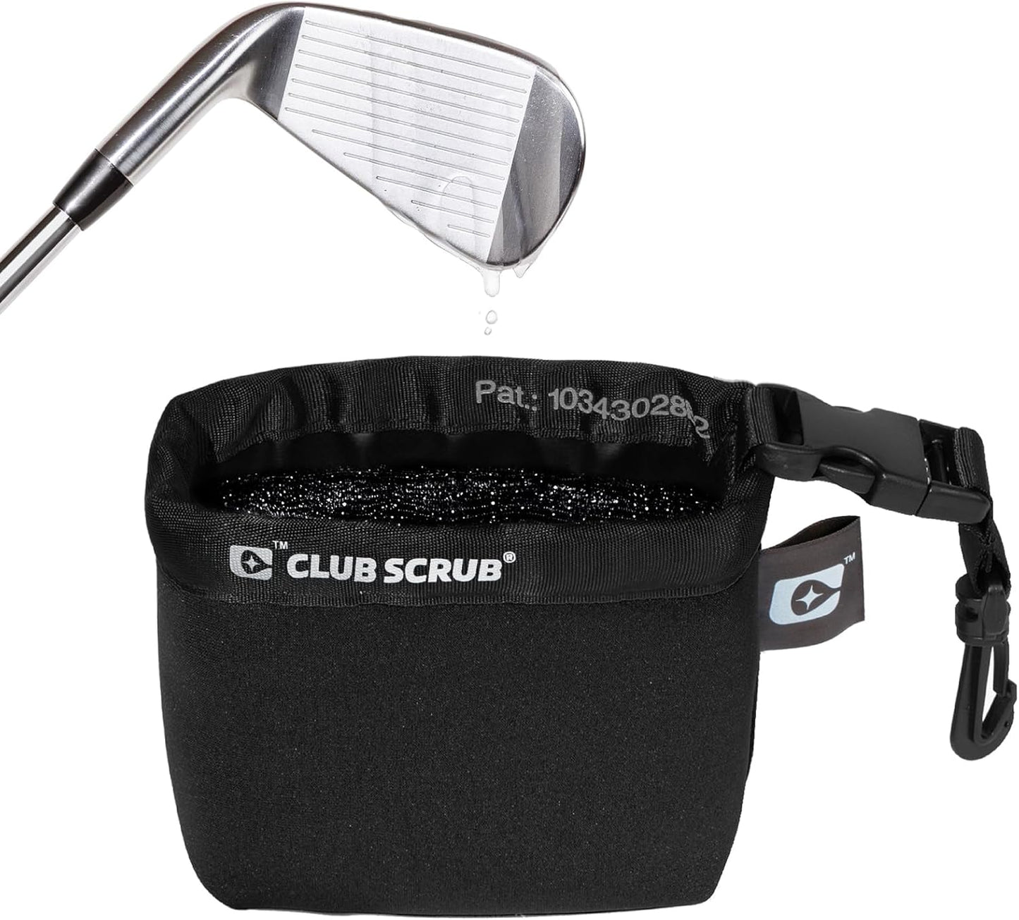 Club Scrub Golf Club and Golf Ball Cleaning Bag, Waterproof Clean Face Technology Liner, Detachable Clip, Machine Washable, Cleans Club Grooves, Dry Exterior (Neoprene or Microfiber Option Available)
