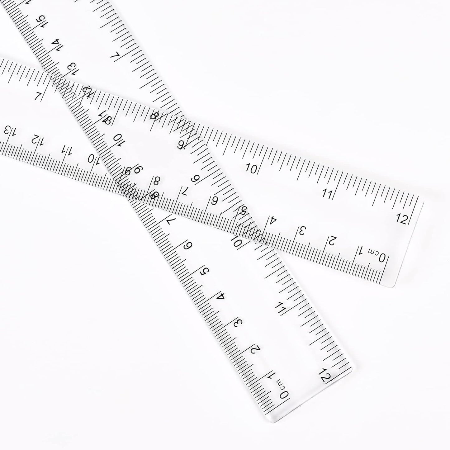 Clear Plastic 12 Inch Straight Ruler, Shatterproof With Inches and Centimeters for School Classroom, Home, or Office (2pcs)