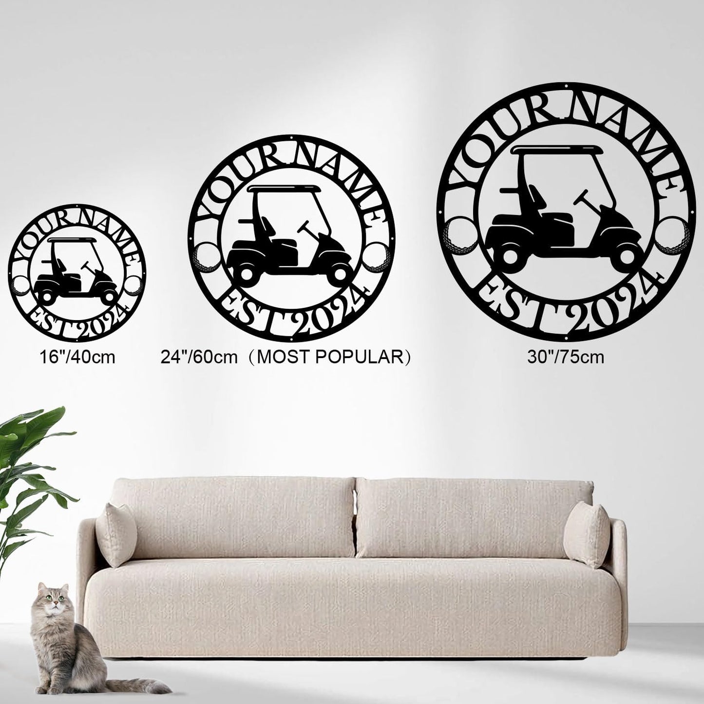 Golf Art Metal Signs,Custom Golf Metal Name Signs,Personalized Golf Signs,Black Golf Metal Wall Art Signs,Golfball Home Outdoor Metal Signs (Style I)