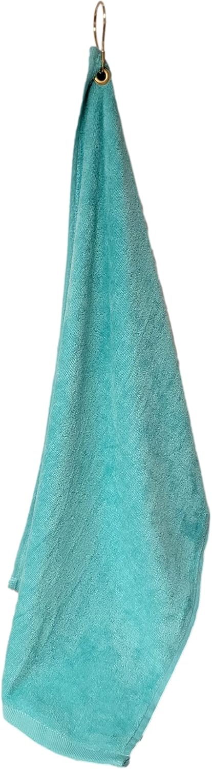 Cotton Golf Bag Towel with Clip (Aqua)