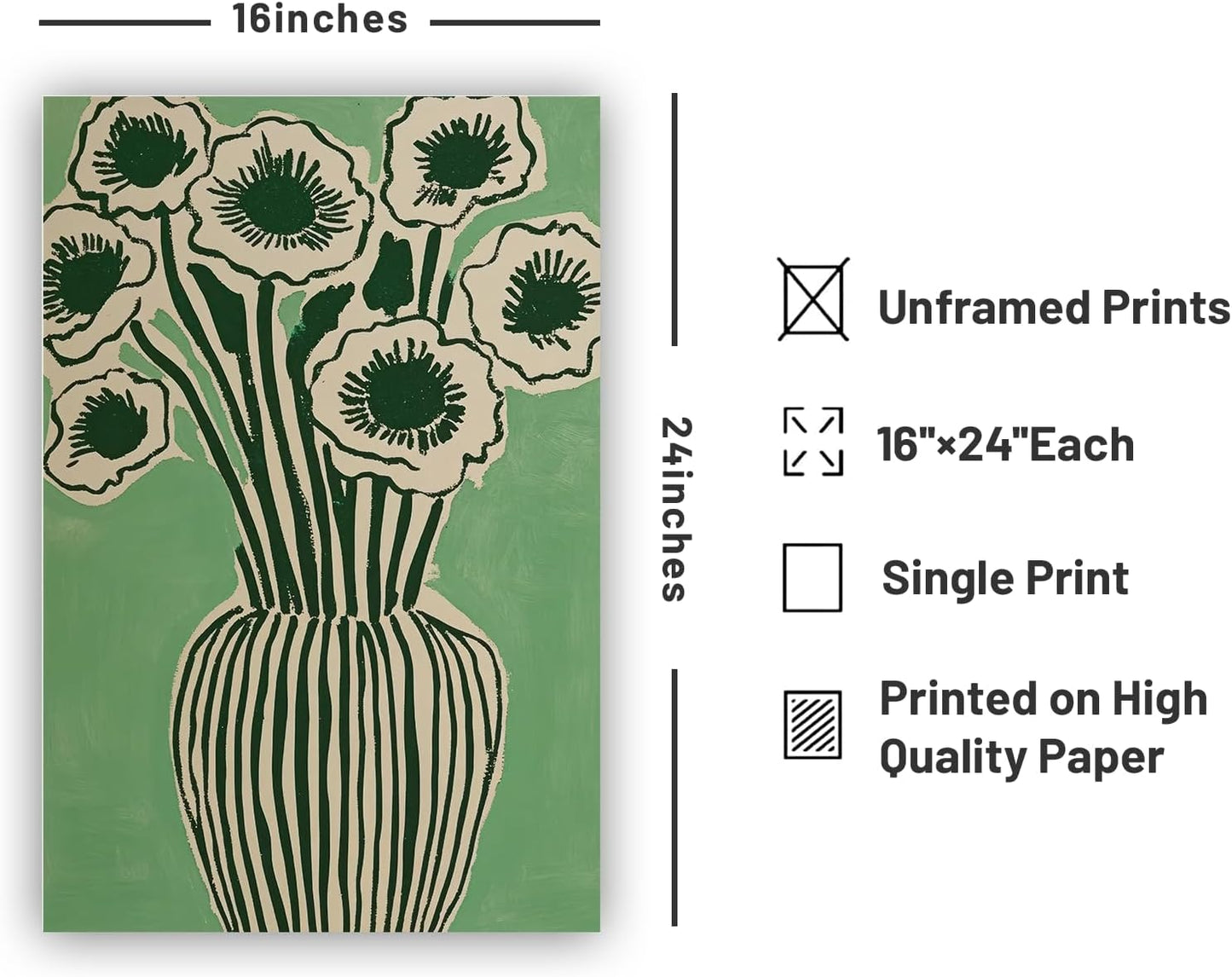 LXLSTORE Botanical Floral Art Print Vintage Flower Poster Flower Wall Art 16x24inch Unframed Vintage Botanical Prints Floral Plant Pictures Poster Decor for Bathroom Bedroom Living Room Kitchen