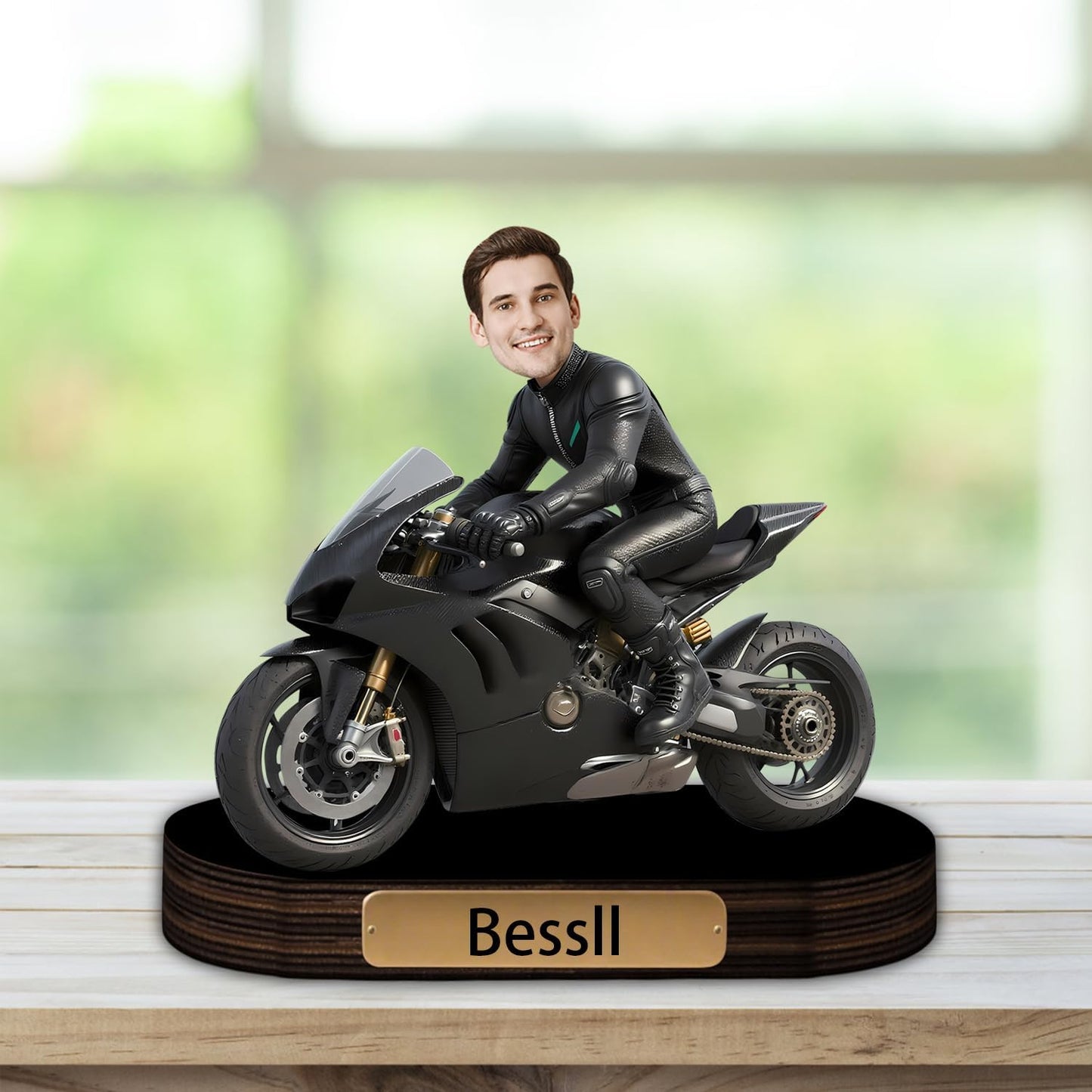 Personalized Motorcycle Portrait Desktop Ornament Custom Name Unique Acrylic Desk Decor Gift For Husband Boyfriend Couple Birthday Xmas Anniversary (style 36)