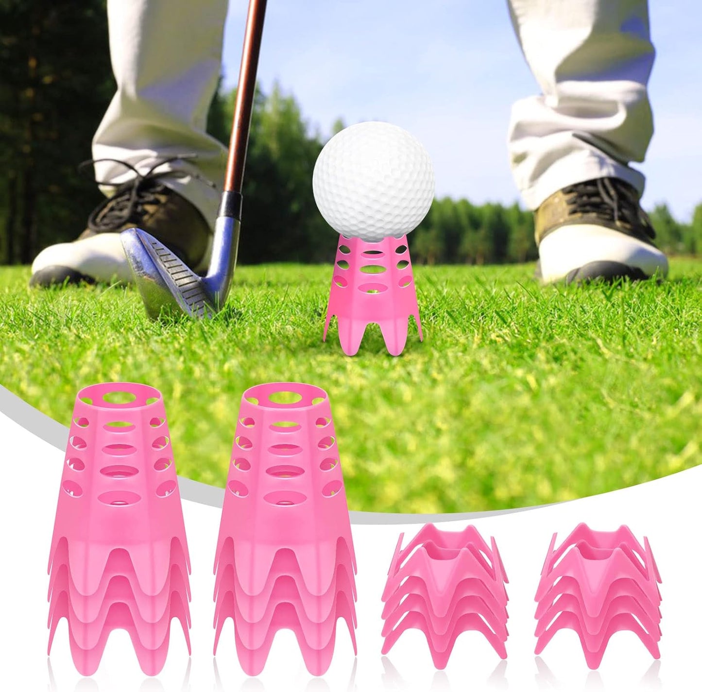Golf Simulator tees, 24Pcs Plastic Golf Mat Tees for Home, Outdoor or Indoor Golf Tees for Training, Practice Golf tees for Winter Turf and Driving Range, Pack of 12 Tall & 12 Small