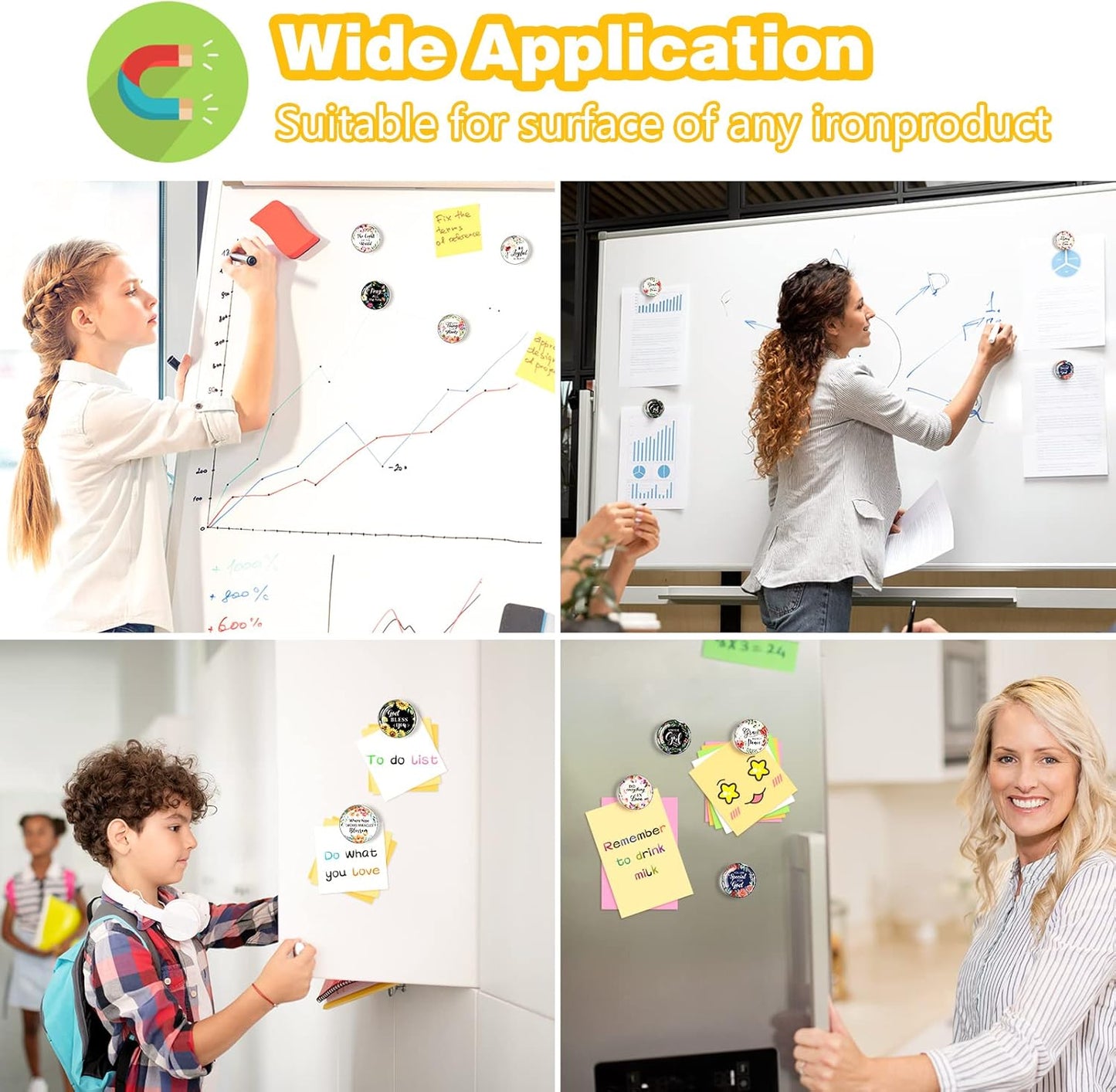 Weewooday 10 Pcs Inspirational Magnets for Refrigerator Fridge Decor Accessories Motivational Glass Quote Fun Magnet for Cabinet Whiteboard Kitchen Office Christmas Gifts(Inspirational Pattern)