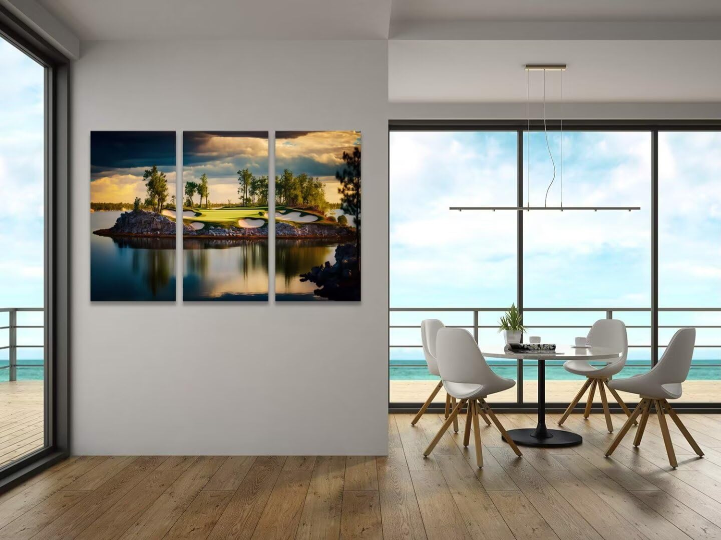 USA Golf Course Wall Art for Living Room Bedroom Bathroom Home Decorations Golf Course Pictures Posters Print on Canvas Modern Artwork Framed Ready to Hang(14''W x 28''H x3)