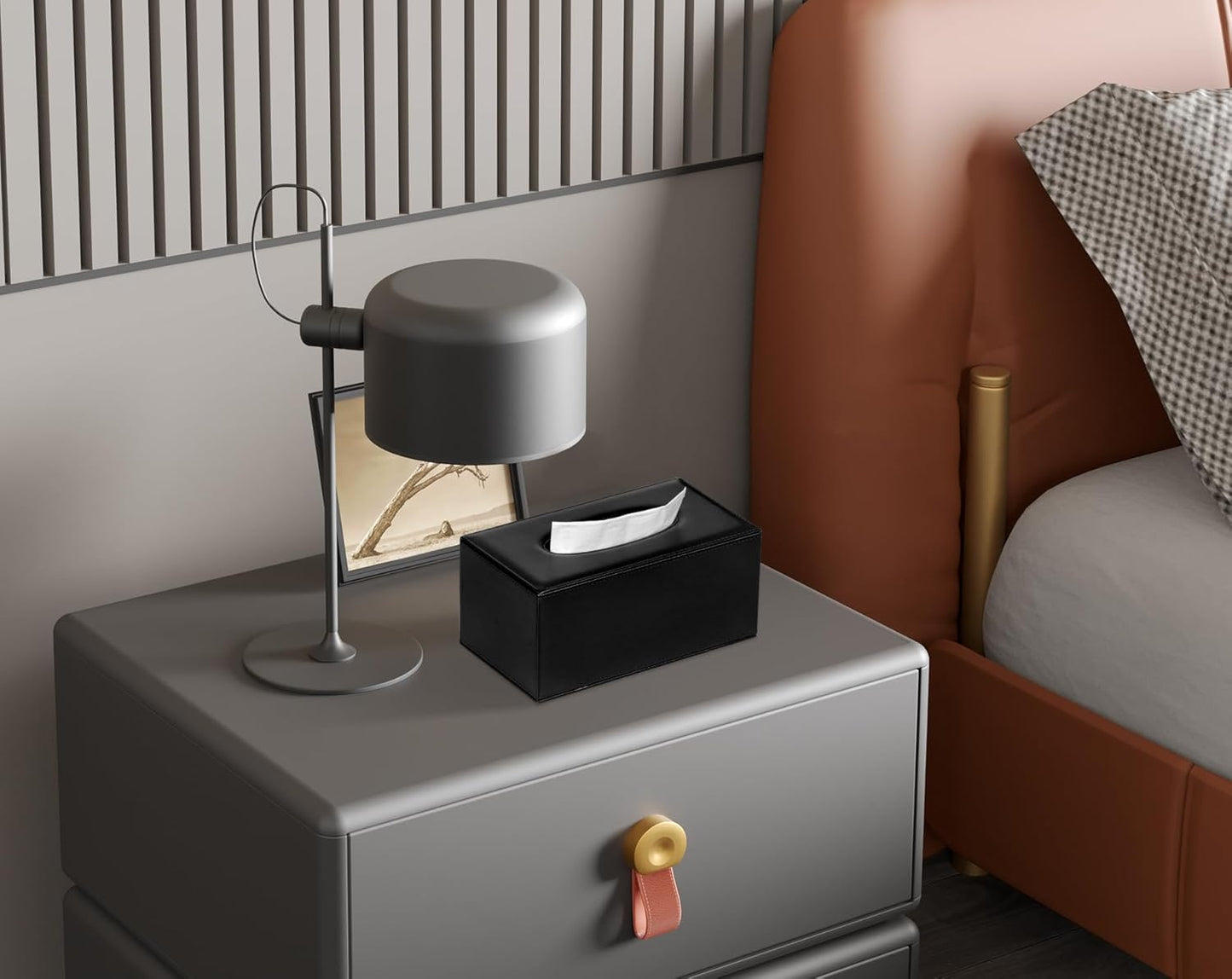 Tissue Box Cover Rectangular Tissue Box Holder for Bathroom (Black)