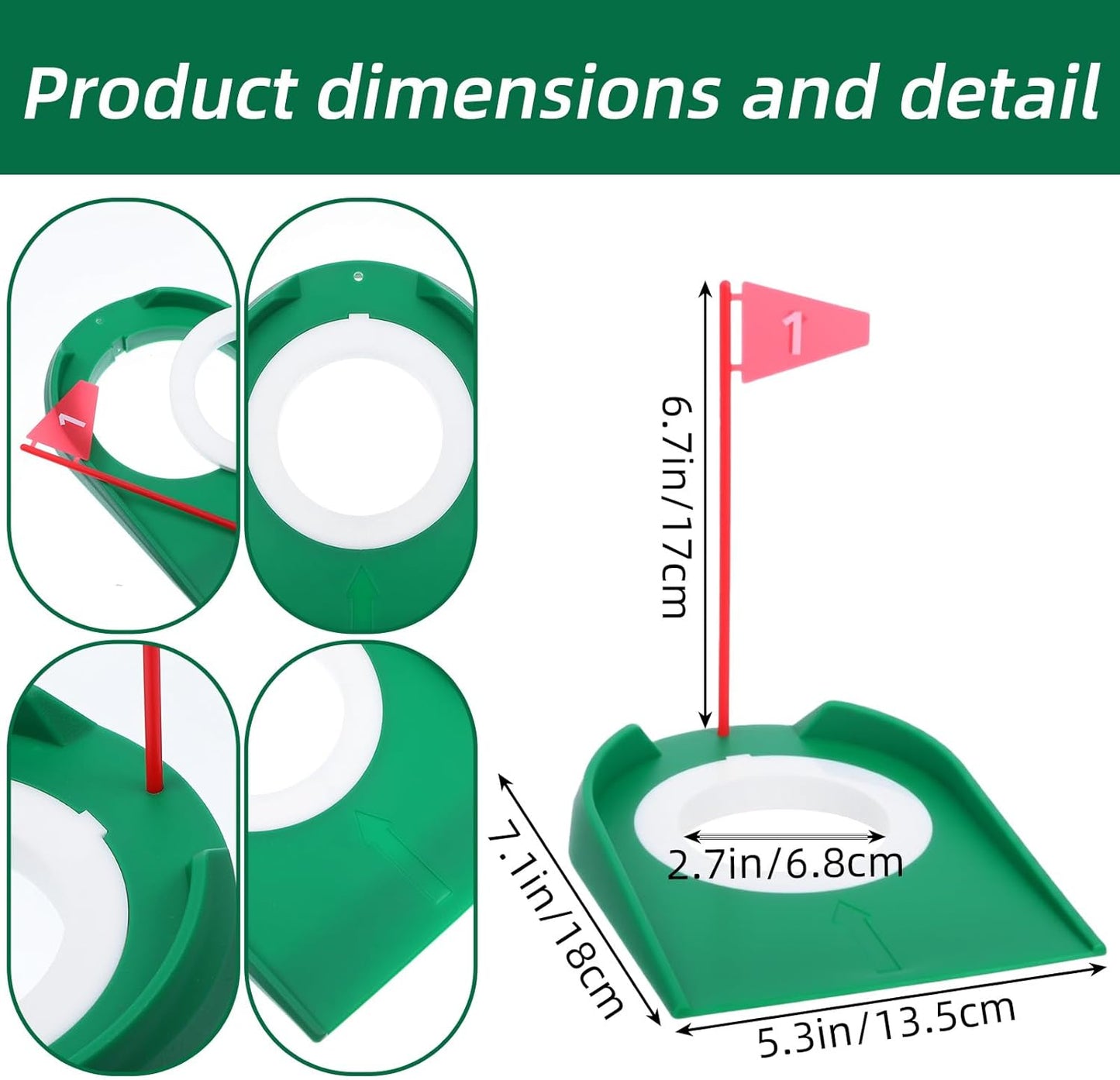 9 Pcs Golf Putting Cup with Flag, Practice Training Aids for Indoor Outdoor Use, Putting Green Hole for Adults, Home Office Garage Yard