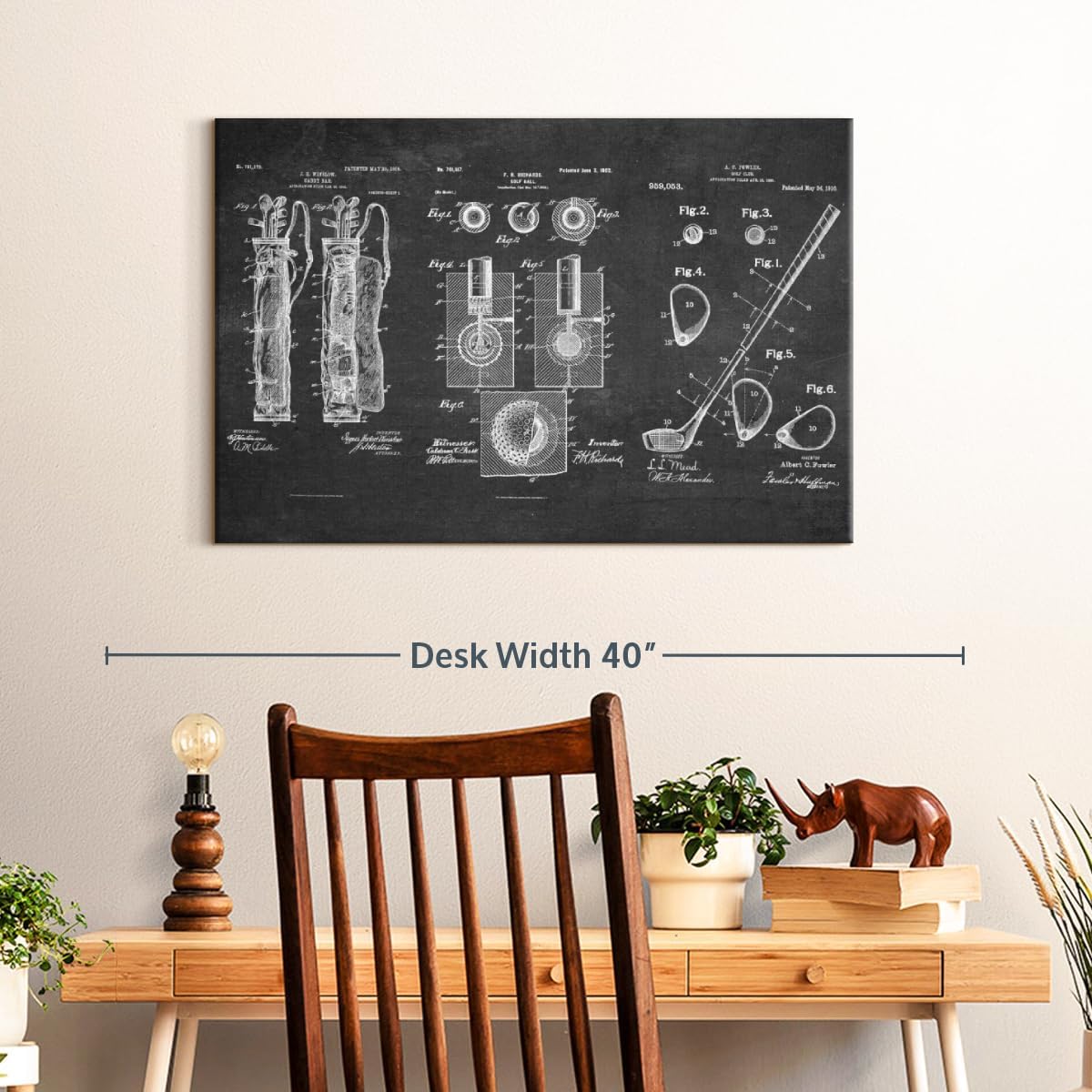 ElephantStock Golf Patents Canvas - 1 Panel Sports Patent Wall Art Decor - Sports Decorations for Boys Room - Wall Art and Office Decor - 30" X 20"